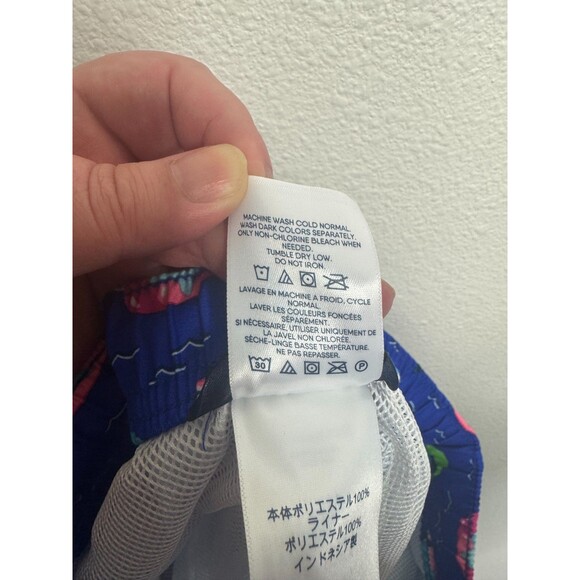 Lands' End Boys XL Swim Trunks Deep Sea Multi Sharks Navy Blue 14-16H Drawstring - Picture 7 of 11